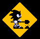 sonic the hedgehog on a contruction sign